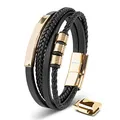 Produktbild: SERASAR Lederarmband für Männer 20cm Gold Herren Armband Leder Armreif Lederband Herrenarmreif Armschmuck Schmuck Herrenschmuck Armkette Flecht Wickelarmband Kette