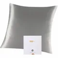 Produktbild: ZIMASILK Kissenbezug aus 100% Seide für Haare und Haut. Doppelseitige 19 Momme Reine Maulbeerseide Kissenhülle mit Reißverschluss, 1 Stück. (80x80 cm, Silber-Grau)