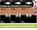 Produktbild: 6 x Original Duracell Batterie Lithium Knopfzelle G10 189 LR1130 V10GA LR54