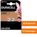Produktbild: 10 Stück Knopfzellen AG10 LR1130 189 389 LR54 V10GA Uhrenbatterie von Duracell