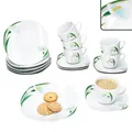 Produktbild: 18tlg Kaffeeservice White Calla Porzellan 6 Pers Tasse Untertassen Teller Blumen