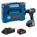 Produktbild: Bosch Professional 18V System Akku-Bohrschrauber GSR 18V-65 (bürstenloser Motor, Kopflänge 166, inkl 2x Akku GBA 18V 5.0Ah, Ladegerät GAL 18V-40, L-BOXX)