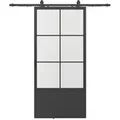 Produktbild: inova Loft Glasschiebetür 880 x 2035 mm 6 Felder Kickplatte Komplettset aus Stahl in Schwarz inkl. 2Seitiger Softclose