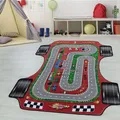 Produktbild: Kinderteppiche für Kinder Rennstrecke Rennauto Design Spielteppich Waschbar Jungen Teppich für Kinderzimmer Babyzimmer Spielzimmer Läufer Teppich in Farbe: Rot, Grösse: 80 x 120 cm