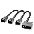 Produktbild: 20cm 4-Pin Molex 12V Stecker auf 3x 3-Pin Lüfterkabel Lüfteradapter Lüfterkabel