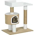 Produktbild: PawHut Kratzbaum 79 cm Kleiner Katzenbaum mit Katzenhöhle, Katzenkratzbaum mit Liegefläche, Jute-Kletterbaum für Katzen bis zu 8 kg, Katzenmöbe... - Bronze/Braun/Weiß