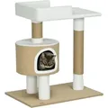 Produktbild: Kratzbaum 79 Cm Kleiner Katzenbaum Mit Katzenhöhle, Katzenkratzbaum Mit Liegefläche, Jute-kletterbaum Für Katzen Bis Zu 8 Kg, Katzenmöbel, Braun, Weiß, Kaschmir-imitat - Pawhut