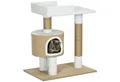 Produktbild: PawHut Kratzbaum 79 cm Kleiner Katzenbaum mit Katzenhöhle, Katzenkratzbaum, Braun, Weiß, Kaschmir-Imitat