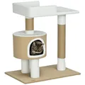 Produktbild: Kratzbaum 79 cm Kleiner Katzenkratzbaum mit Katzenhöhle, Liegefläche, Braun Weiß
