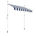 Produktbild: home Trends Klemmmarkise Balkonmarkise ohne Bohren - Einfache Montage,Höhenverstellbar, Sonnenschutz für Mietwohnungen und Balkone 250/300/350 cm x 130cm (Blau-Weiß gestreift, 350 x 130 cm)
