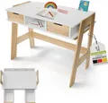 Produktbild: Juskys Kinder Schreibtisch Fietje - Höhenverstellbarer Kinderschreibtisch aus Holz, 2 Schubladen