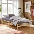 Produktbild: Homestyle4u Bett 100x200 cm Jugendbett Bettgestell Holzbett Palettenbett - Naturbelassen