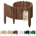 Produktbild: Floranica Rollborder Flexibler Holzzaun 100 x 20 cm Braun Beeteinfassung Deko für Gartenzaun Rasenkante Umzäunung Gartenzaun für Rasenflächen Hochbeete für Garten