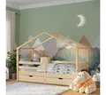 Produktbild: Bellabino Hausbett Abia mit Lattenrost und Rausfallschutz, 90x200 cm (natur, mit zwei Schubladen), Kinderbett verfügbar in verschiedenen Ausführungen