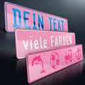 Produktbild: 1x Funschild geprägt | Rosa mit Wunschtext | Fun Kennzeichen | Namensschild Pink