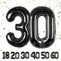 Produktbild: Zahlen luftballon 30 jahre | Schwarz Folienballon-40