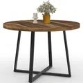 Produktbild: IDMarket - Esstisch, fest, rund, Selma, 4-6 Personen, dunkles Holz Hawkins und Schwarz, 110 cm