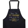 Produktbild: EXPRESS-STICKEREI BBQ Grillschürze - Lustige Kochschürze für Grillfans - Verstellbare Latzschürze für Männer/Frauen - Küchenschürze mit Spruch Wenn ich fett verbrennen möchte, mache ich den Grill an!