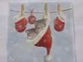 Produktbild: 3 Servietten Just Sleepy,kleine Katzen in der Weihnachtsmütze an der Wäscheleine