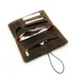 Produktbild: Lemasi Tabakbeutel echt Leder Tabaktasche Drehertasche Tabaketui, Blättchenfach, Filterfach, Tabakfach, Feuerzeugfach