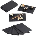 Produktbild: 12 x Schieferplatte im Set, große Servierplatten aus Schiefer, zum Servieren & Beschriften, 30x20 cm, anthrazit