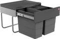 Produktbild: HAILO 3644911 Abfallsorter RAUMSPAR TANDEM S 12/8/8/D dunkelgrau mit 28 Liter Abfallvolumen / ab 50 cm Schrankbreite