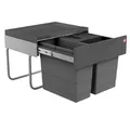 Produktbild: Hailo Abfallsammler 3644911 | 3fach Raumspar Tandem Abfalltrennsystem | 2x 8 + 12L Inneneimer im Teleskop-Vollauszug | ab 50 cm breiten Unterschrank mit Drehtür montierbar | Farbe Dunkelgrau