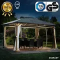 Produktbild: Alu-Pavillon Summerdream 3x4m beige festes Dach wasserdicht + Moskitonetz + LEDs - Brast