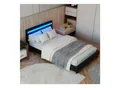 Produktbild: Juskys Polsterbett Paris 120 x 200 cm – Bett mit LED-Beleuchtung, Lattenrost & Kopfteil Schwarz