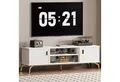 Produktbild: Yorbay Lowboard TV Schrank stehend, für Fernsehr bis zu 65 Zoll, 147cm Breit, Design TV Möbel mit 2 Türen,Metall Beine&Goldener Griffen,Modern Weiß