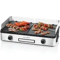 Produktbild: KLAMER Elektrogrill, antihaftbeschichtete und abnehmbare Duo-Platten, separate Temperatureinstellung, 5 Grillstufen, mit Wind-/ Spritzschutz & Auffangschale