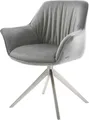 Produktbild: DELIFE Polsterstuhl Keila-Flex, mit Armlehnen Kreuzgestell breit Edelstahl Samt Grau