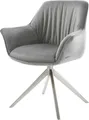 Produktbild: DELIFE Polsterstuhl Keila-Flex, mit Armlehnen Kreuzgestell breit Edelstahl Samt Grau 360°