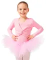 Produktbild: tanzmuster ® Ballettjacke Mädchen Langarm - Mia - aus sehr weichem Baumwollstoff Ballett Top zum Reinschlüpfen in rosa, Größe 164/170