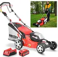 Produktbild: HECHT 4-IN-1 Akkurasenmäher mit 40V Li-Ion Accu und Ladegerät – 41 cm Schnittbreite – 50 l Fangkorb – Radantrieb – Mulchfunktion für einen gepflegten Rasen im Garten ohne Strom-Kabel - Rasenmäher Akku