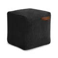 Produktbild: Green Bean Indoor Cord Sitzhocker Pouf Cube 40x40x40cm mit EPS-Perlen Füllung - kuschelig weich waschbar - die ideale Ergänzung zum Sitzsack für Kinder & Erwachsene - Schwarz
