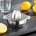Produktbild: Haushalt International Zitruspresse Zitronenpresse aus Edelstahl, 2 tlg. Auffangschale 16,5 x 13 x 10 cm