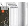 Produktbild: Annvchi 304 Edelstahl Strohhalme Wiederverwendbar, 16 Metall Trinkhalme Im Set, Mit 2 Reinigungsbürsten, Umweltfreundlich, Ungiftig, Waschbar, Ideal Für Smoothie, Milchshake