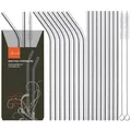 Produktbild: Edelstahl Strohhalme Set 16 Stück 21,5 cm Wiederverwendbar Mit Reinigungsbürsten
