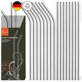 Produktbild: Edelstahl Strohhalme Set 16 Stück Wiederverwendbar mit 2 Reinigungsbürsten