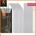 Produktbild: Edelstahl Strohhalme Set 18 Stück 304 Wiederverwendbar Silbern, 21,5 cm lang, 2