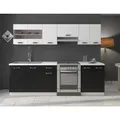 Produktbild: Küche Omega 240 cm Küchenzeile Küchenblock variabel stellbar in Schwarz Weiss
