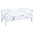 Produktbild: INTER LINK Couchtisch mit Sicherheitsglas und Schubladen (Weiss, 115 x 60 x 45 cm)
