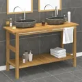 Produktbild: vidaXL Waschtisch mit Flussstein-Waschbecken Massivholz Teak