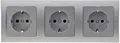 Produktbild: ChiliTec 23064 DELPHI Set 3 Steckdosen + 3-fach Rahmen 250V/ 16A, Steckanschluss, silber