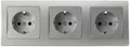 Produktbild: ChiliTec DELPHI Starter Einbau 3fach Steckdosen + Rahmen 250V 16A silber