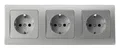 Produktbild: DELPHI Steckdose Unterputz 3-fach Silber Grau UP Einbau 3Stück 250V Schutzkon...