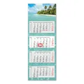 Produktbild: Timr 4-Monatskalender 2026 - Wandkalender 4 Monate mit Datumsschieber rot I 33 x 90 cm I Viermonatskalender mehrsprachig D/GB/F/ES I Motiv Karibik I Kalender viersprachig I für Büro Praxis I tr314