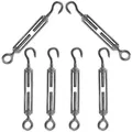 Produktbild: Rshuhx M4 Spannschloss 304 Edelstahl Spannschraube Verstellbare Haken und Ösen Wantenspanner Drahtseil Spannung Seilspanner Geeignet für Wäscheleine Rope Tightener Sonnensegel Befestigung 6 Stück