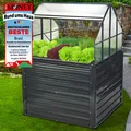 Produktbild: BRAST 2in1 Hochbeet mit Alu Gewächshaus-Aufsatz | Integriertes Drainage-System | wetterfest | 120x120x166cm | 4mm Hohlkammerplatten | 2 Pflanzwannen | Pflanzbeet für Balkon Terrasse & Garten